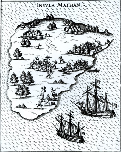 Ferdinand Magellan Fighting Natives on Mactan Island in 1521 by Portuguese School